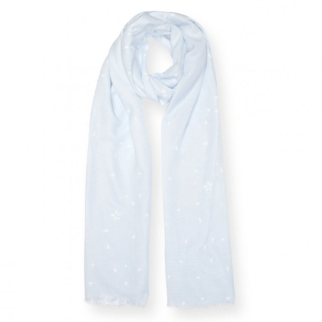 Katie Loxton Petal Print Blue and White Scarf - Cotswold Jewellery
