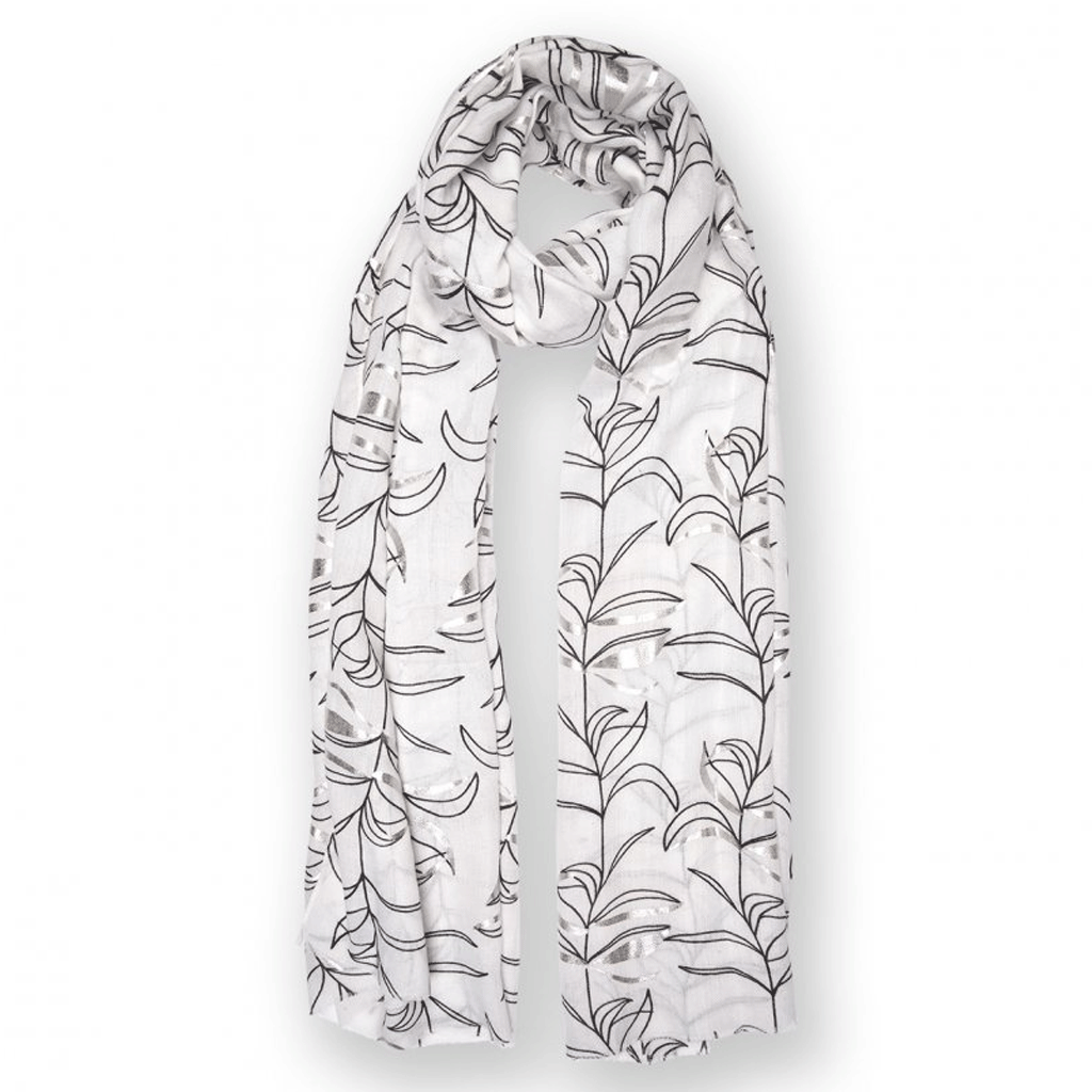 Katie Loxton White Flower Print Scarf - Cotswold Jewellery