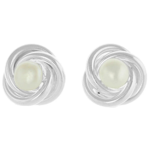 Knot Freshwater Pearl And Sterling Silver Earrings - Cotswold Jewellery