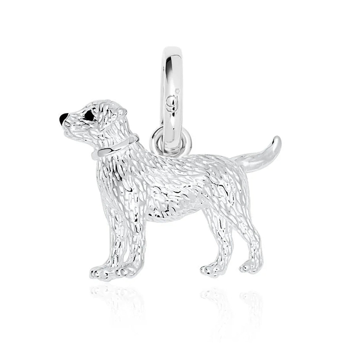 Silver labrador dog charm on a white background