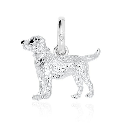 Silver labrador dog charm on a white background