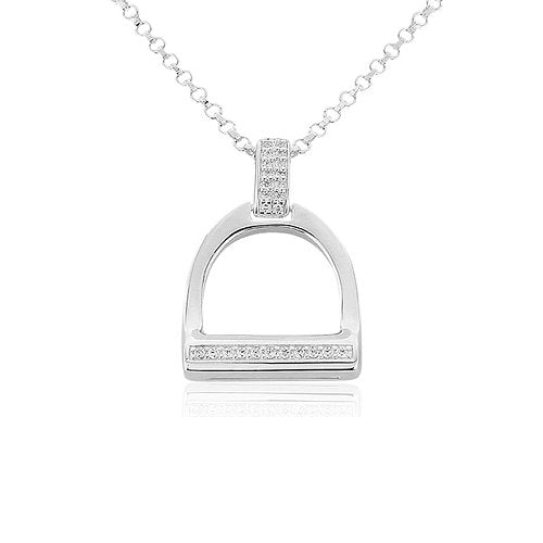 Large Sparkly Sterling Silver Stirrup Necklace - Cotswold Jewellery