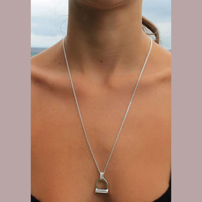 Large Sparkly Stirrup Recycled Sterling Silver Necklace - Cotswold Jewellery