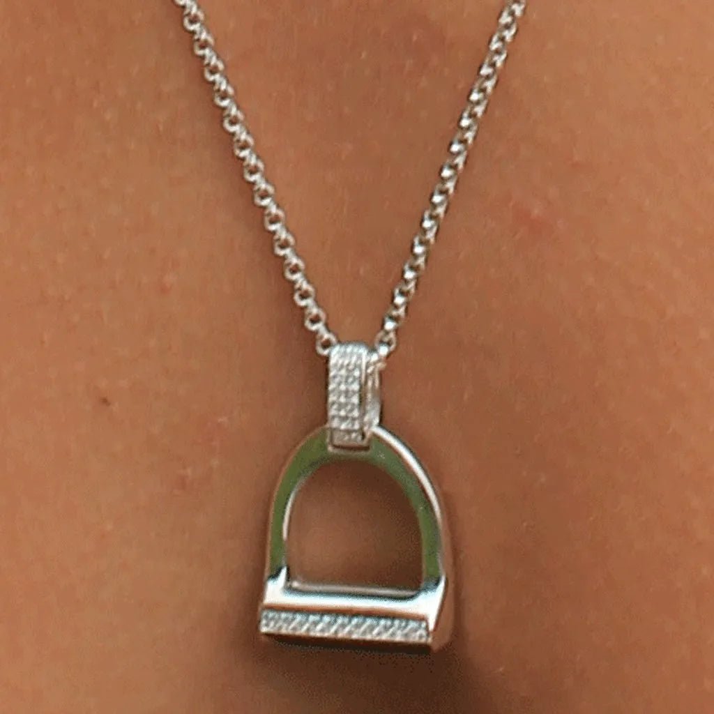 Large Sparkly Stirrup Recycled Sterling Silver Necklace - Cotswold Jewellery
