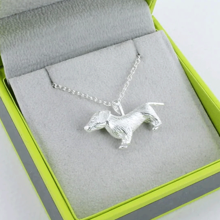 Large Sterling Silver Dachshund Necklace - Cotswold Jewellery