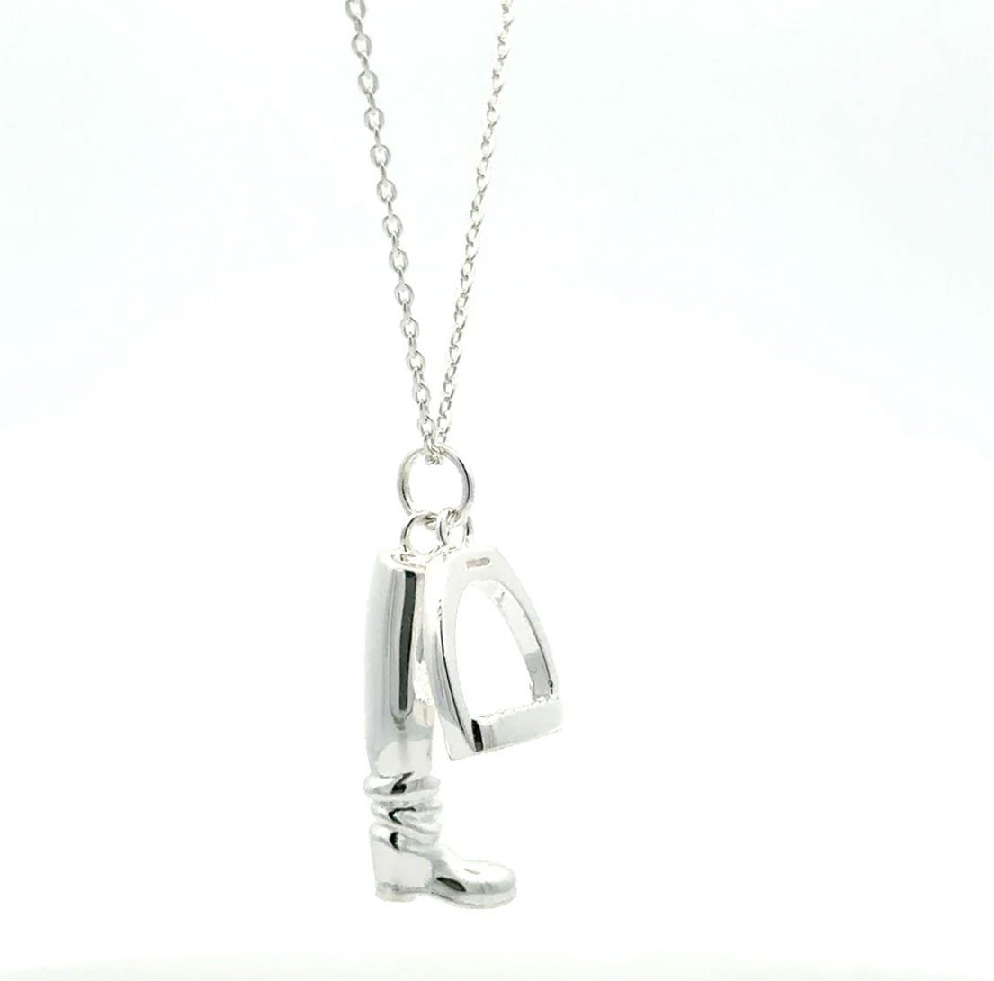 Large Stirrup & Boot Recycled Sterling Silver Necklace - Cotswold Jewellery