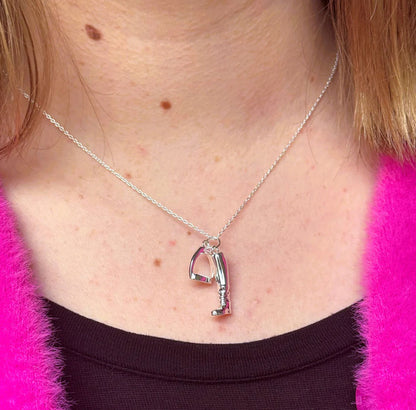 Large Stirrup & Boot Recycled Sterling Silver Necklace