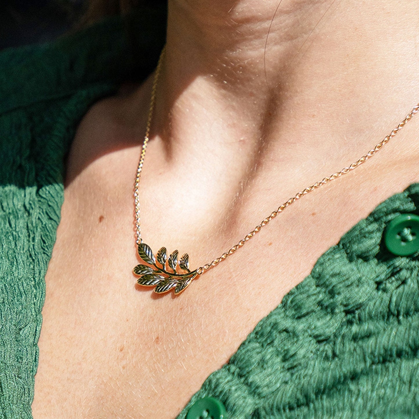 Laurel Leaf Gold Necklace - Cotswold Jewellery