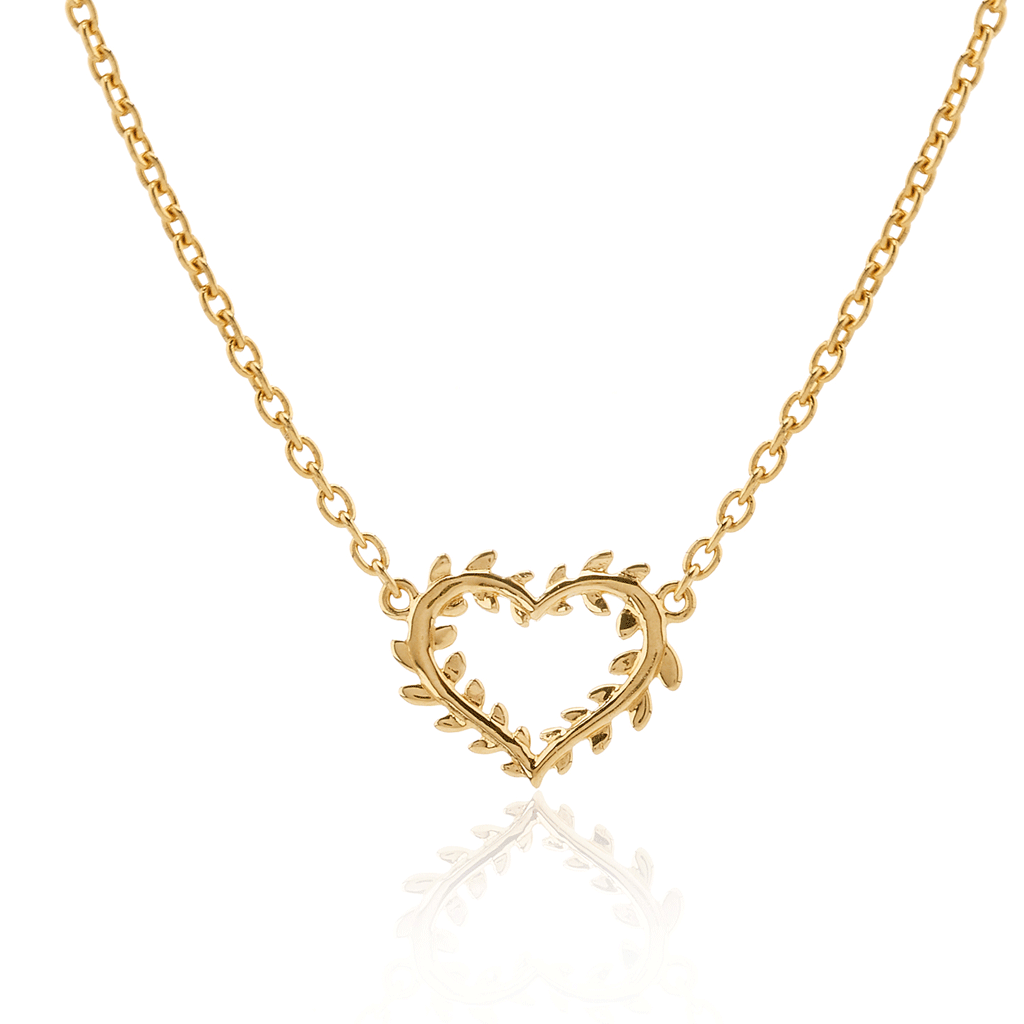 Leafed Heart Golden Necklace - Cotswold Jewellery