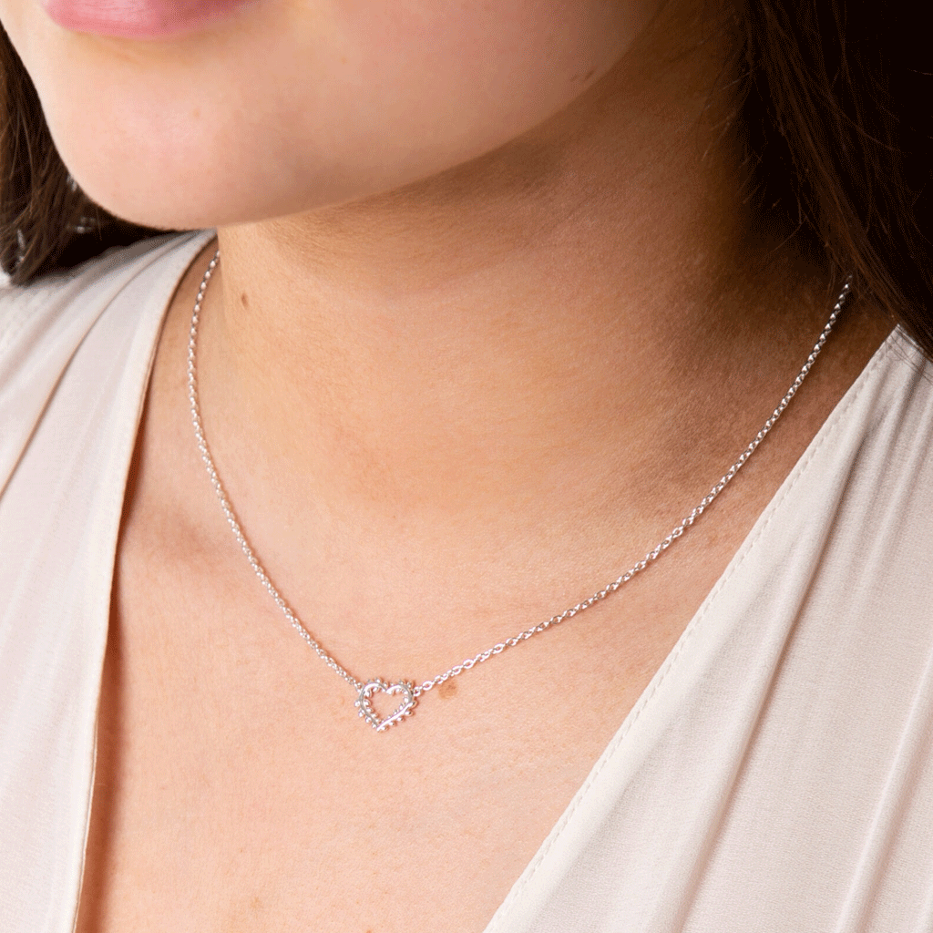 Leafed Heart Sterling Silver Necklace - Cotswold Jewellery