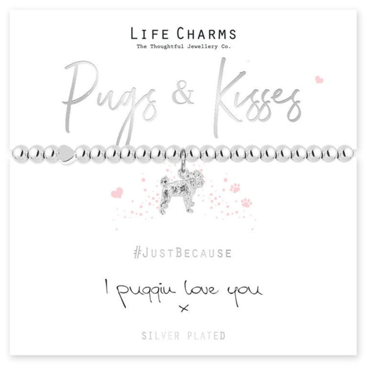 Life Charms Pug & Kisses Bracelet - Cotswold Jewellery