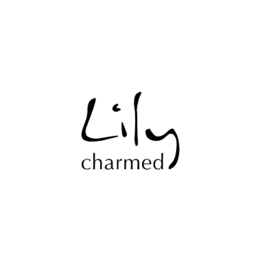 Logo with the text 'Lily charmed' on a white background