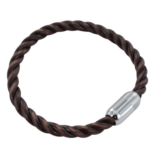 Reeves & Reeves Twisted Bond Leather Brown Bracelet