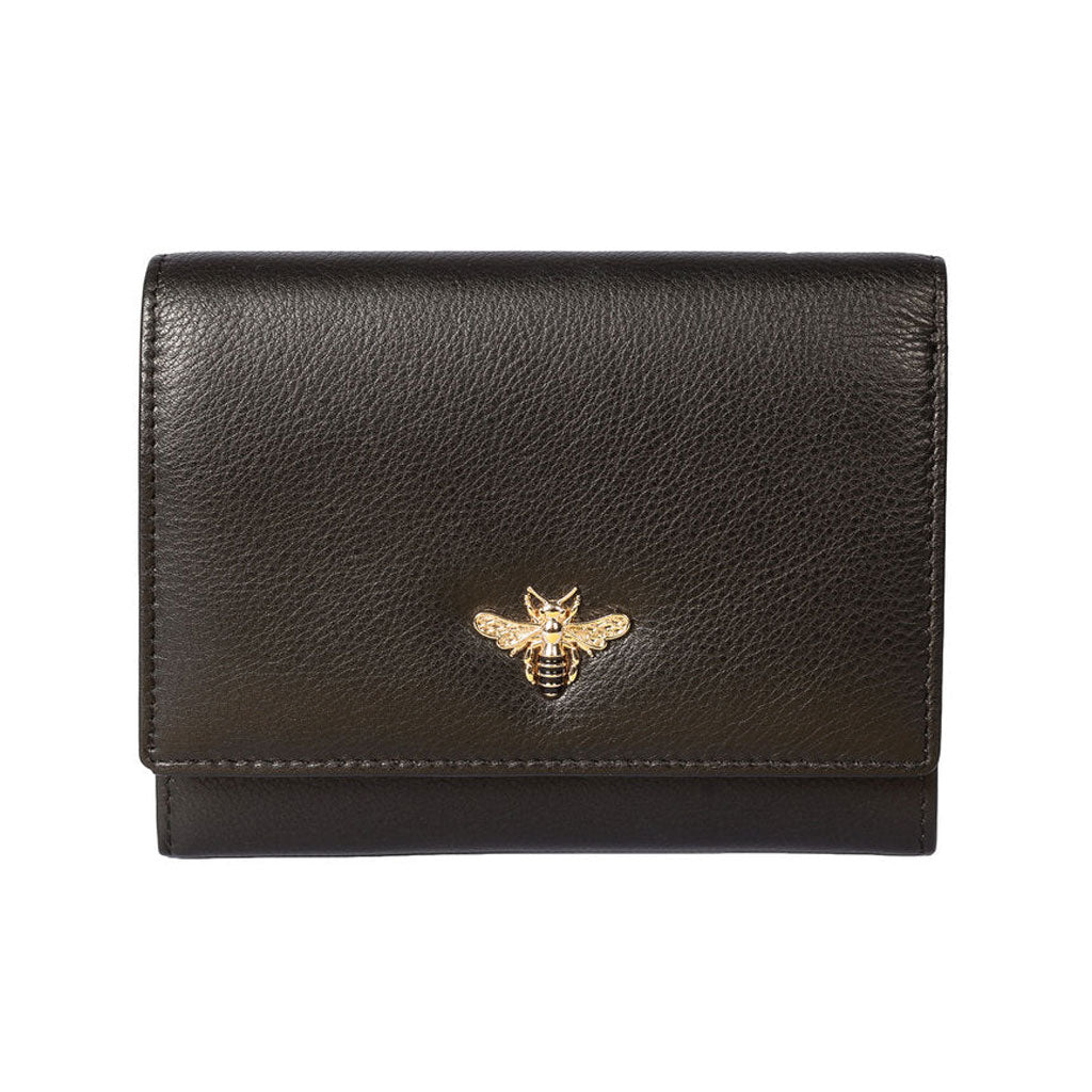 Mala Leather Bee Purse Black - Cotswold Jewellery