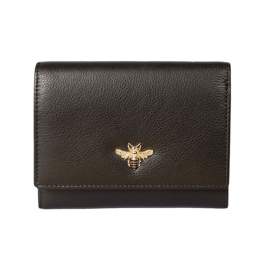 Mala Leather Bee Purse Black - Cotswold Jewellery