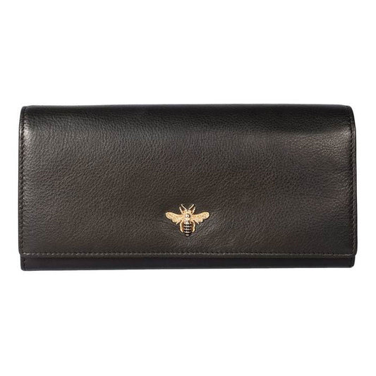 Mala Leather Bee Purse Black - Cotswold Jewellery