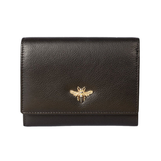Mala Leather Bee Purse Black - Cotswold Jewellery