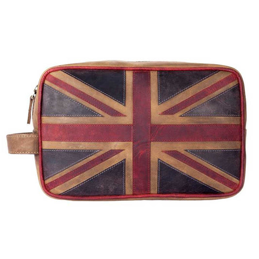 Mala Leather Union Jack Wash Bag - Cotswold Jewellery