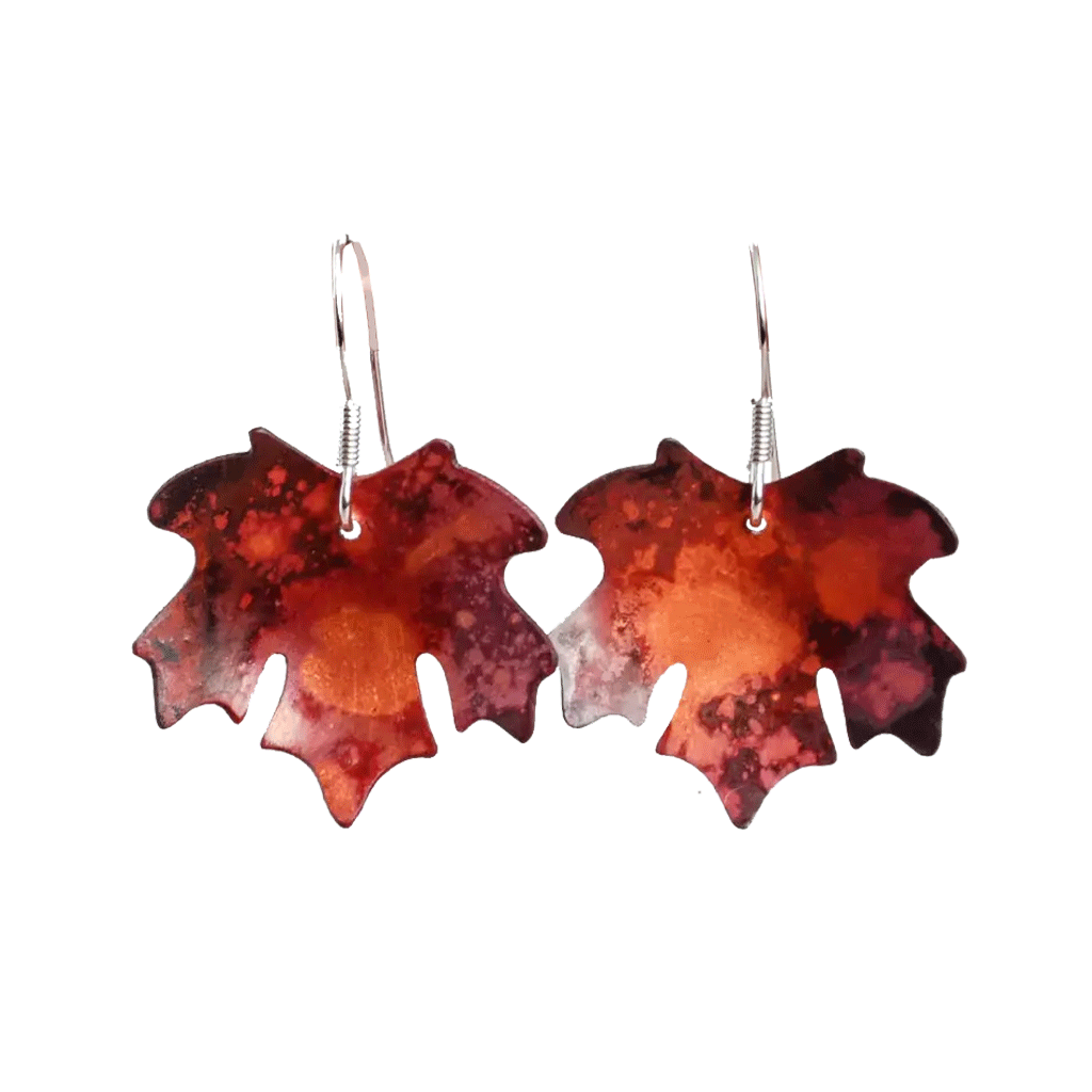 Maple Leaf Copper Red Earrings - Cotswold Jewellery