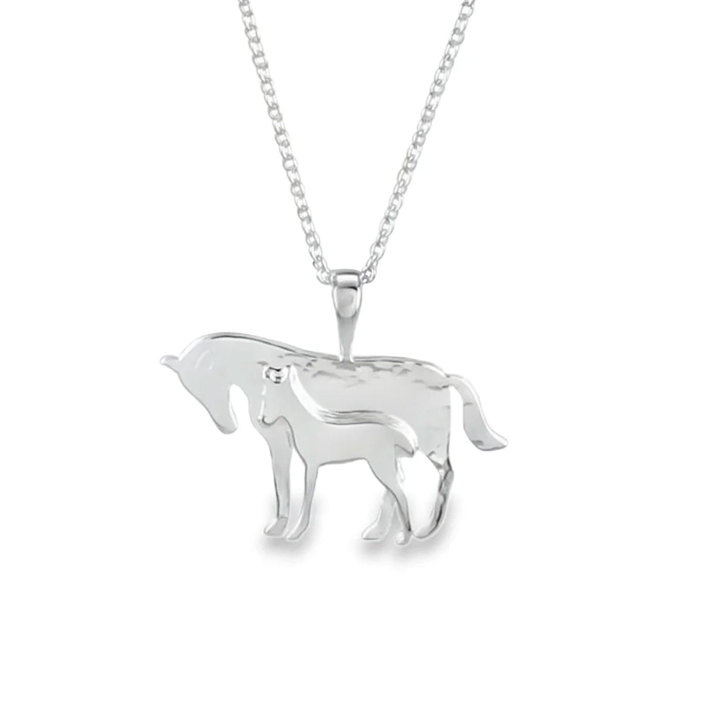 Mare and Foal Recycled Sterling Silver Necklace