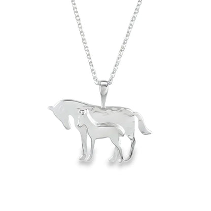 Mare and Foal Recycled Sterling Silver Necklace