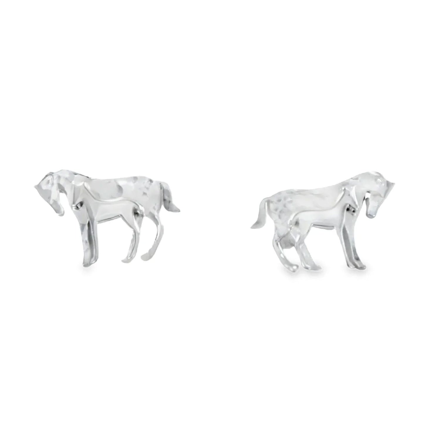 mare and foal earrings on white background