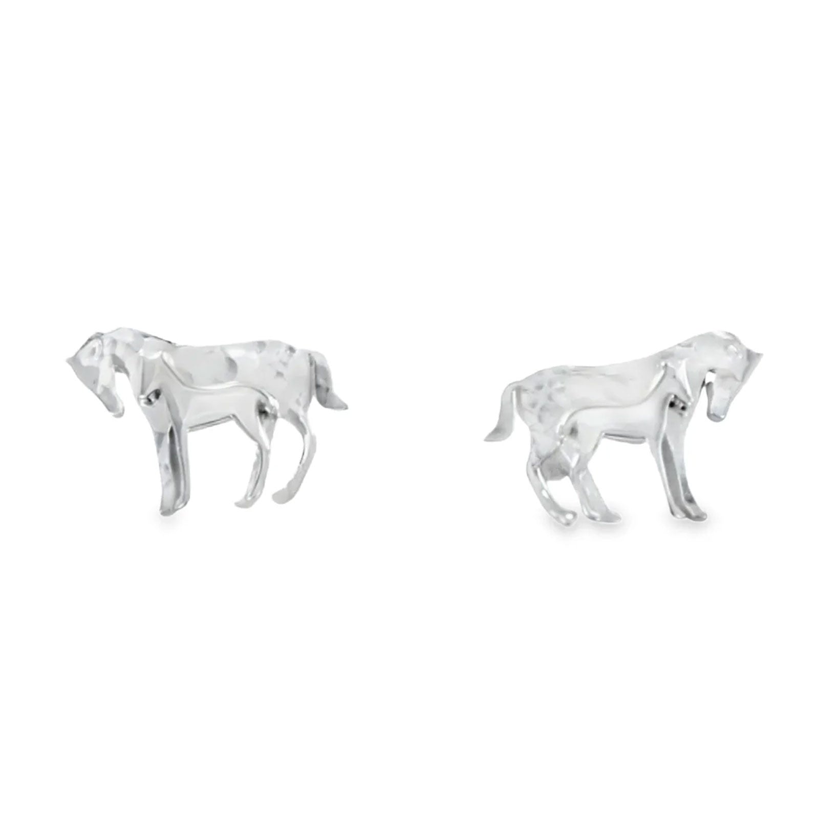mare and foal earrings on white background