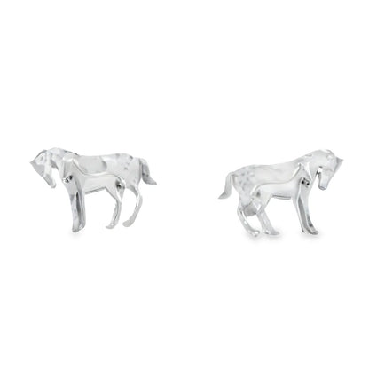 mare and foal earrings on white background