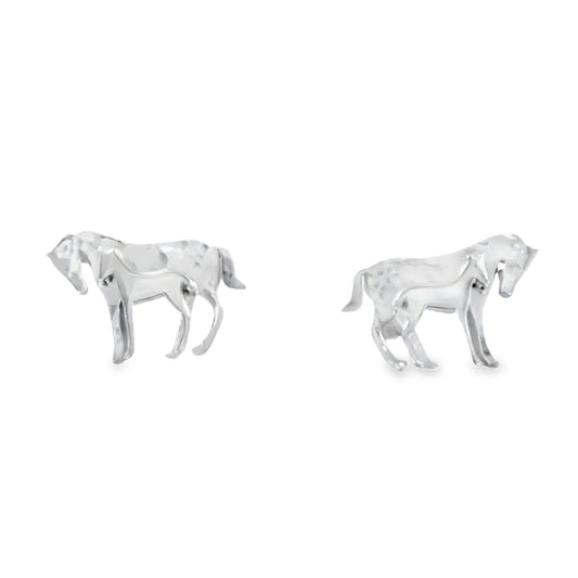 mare and foal earrings on white background