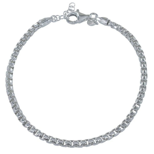 Men's Box Chain Recycled Sterling Silver Bracelet - Cotswold Jewellery