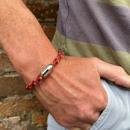 Men's Casino Orange Leather Bracelet - Cotswold Jewellery