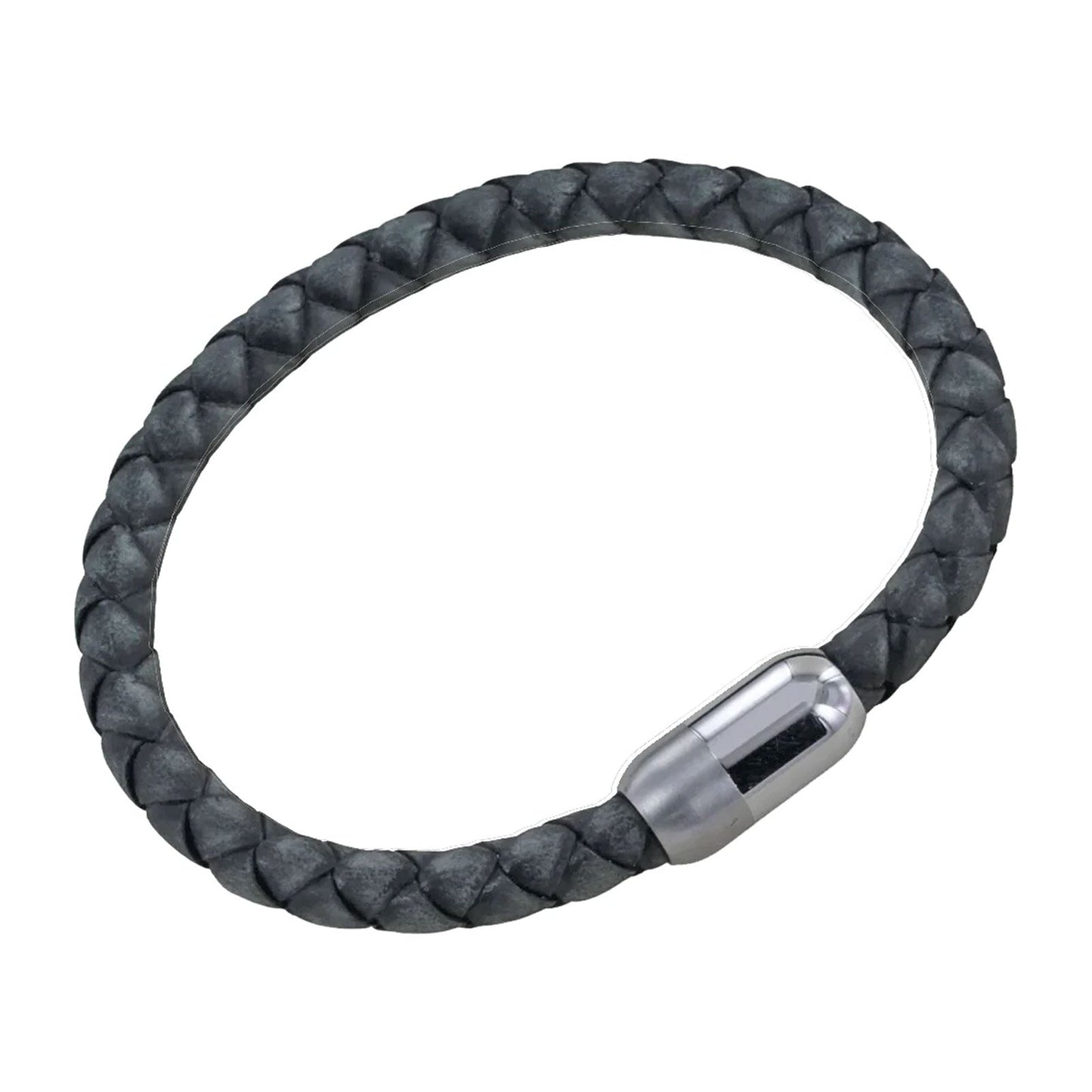 Men's Vintage Black Leather Bracelet - Cotswold Jewellery