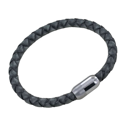 Men's Vintage Black Leather Bracelet - Cotswold Jewellery