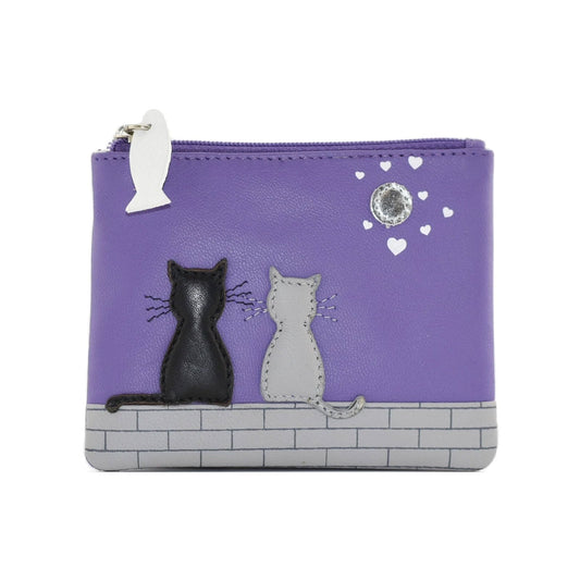 Midnight Cat Purple Leather Coin Purse - Cotswold Jewellery