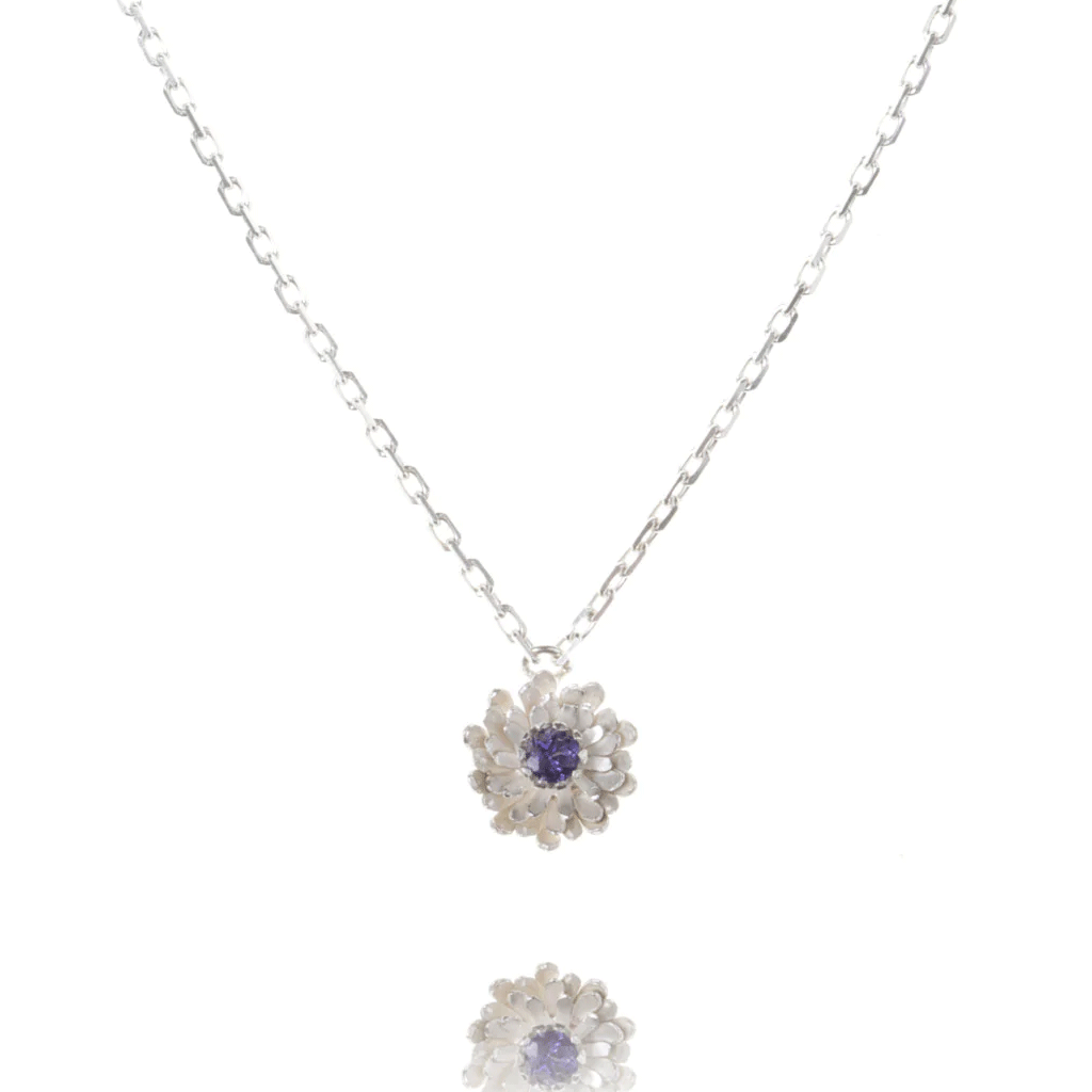Mini Dahlia Sterling Silver Necklace - Cotswold Jewellery