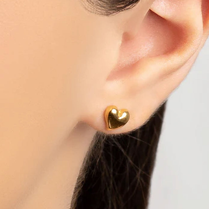 Mini Gold Heart Earrings - Cotswold Jewellery