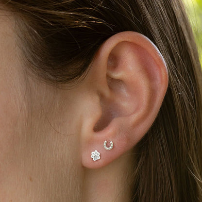 Mini Horseshoe Recycled Sterling Silver Earrings - Cotswold Jewellery