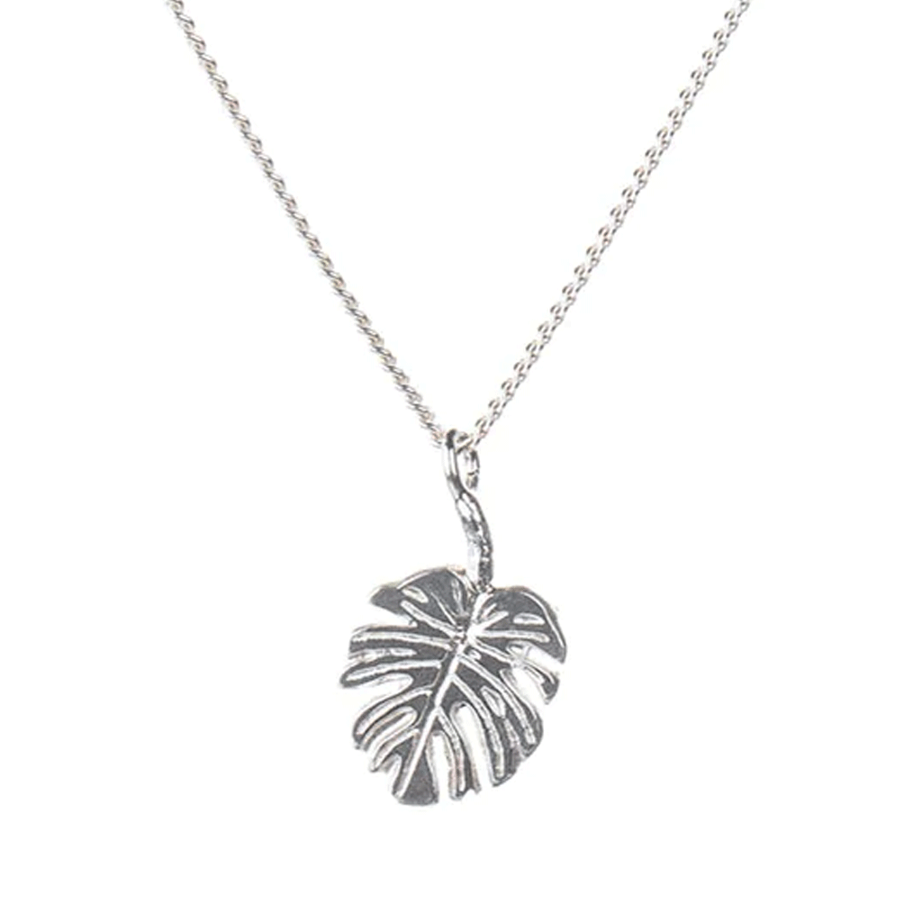 Mini Monstera Leaf Sterling Silver Necklace - Cotswold Jewellery