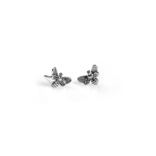 Mini Sterling Silver Bee Stud Earrings - Cotswold Jewellery