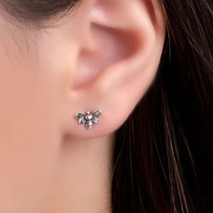 Mini Sterling Silver Bee Stud Earrings - Cotswold Jewellery