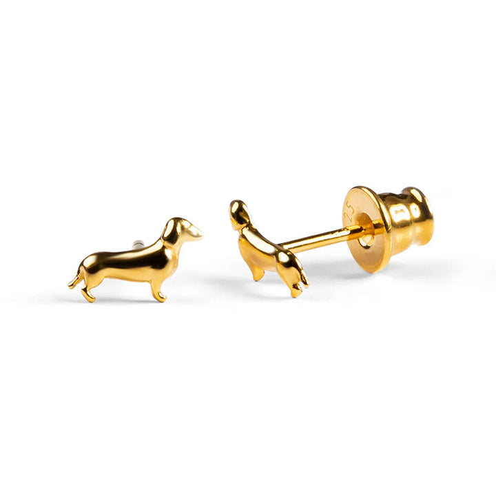Miniature Dachshund Dog Gold Earrings - Cotswold Jewellery