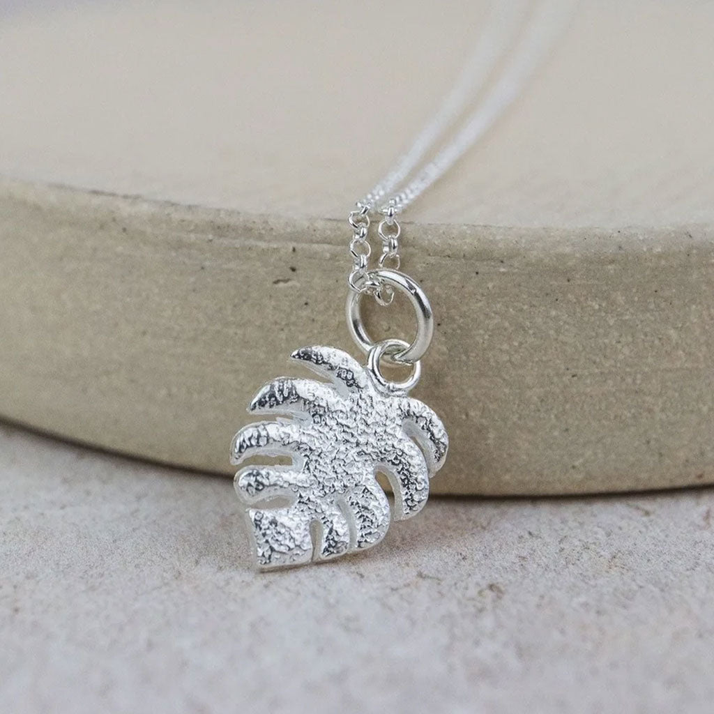 Monstera Leaf Sterling Silver Necklace - Cotswold Jewellery