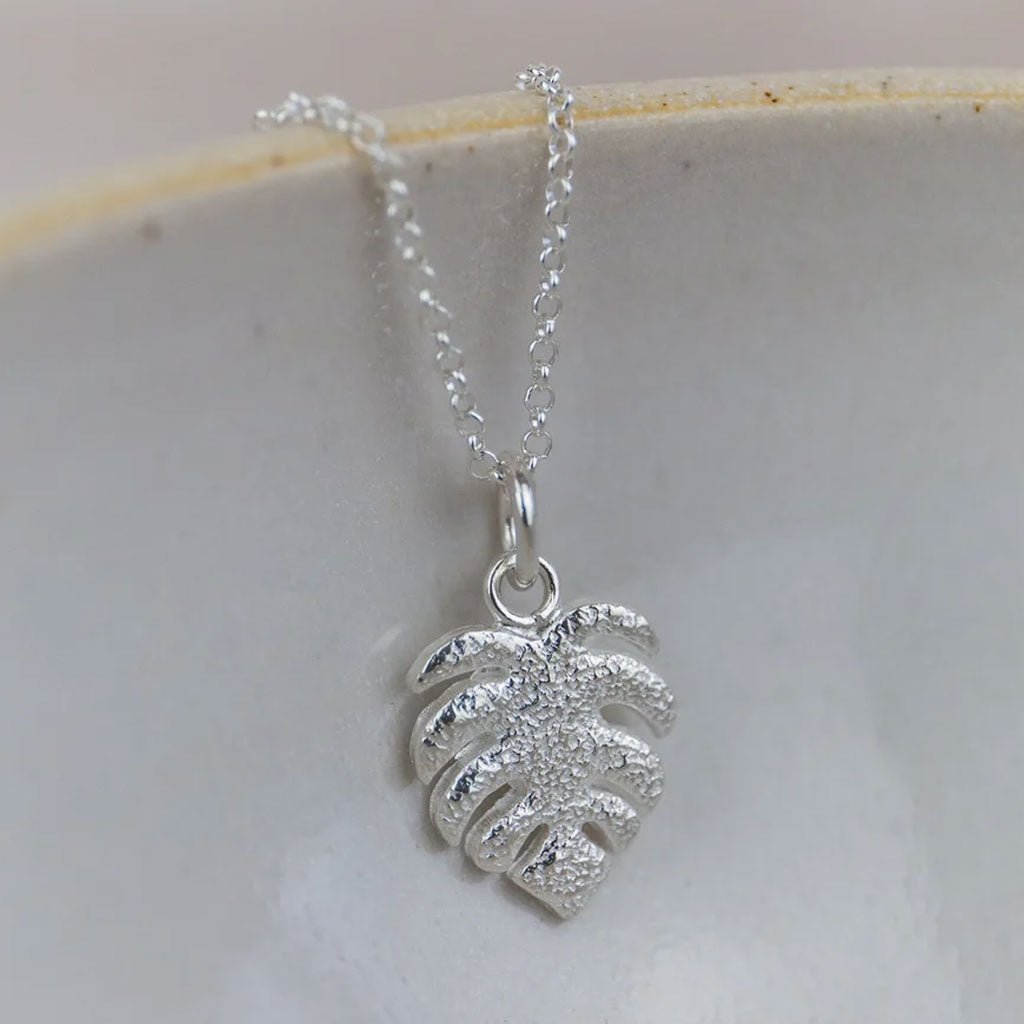 Monstera Leaf Sterling Silver Necklace - Cotswold Jewellery