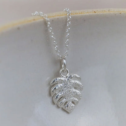 Monstera Leaf Sterling Silver Necklace - Cotswold Jewellery