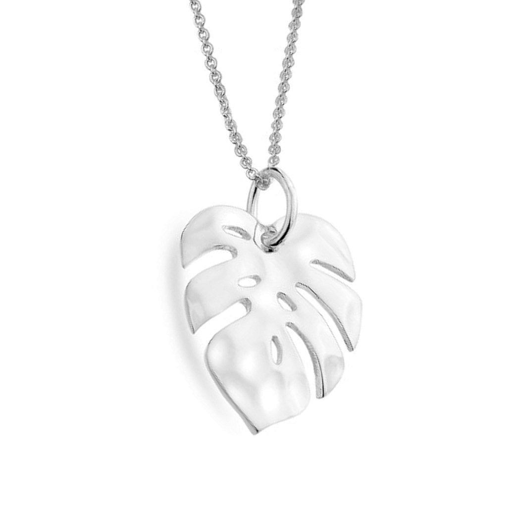 Monstera Leaf Sterling Silver Necklace - Cotswold Jewellery