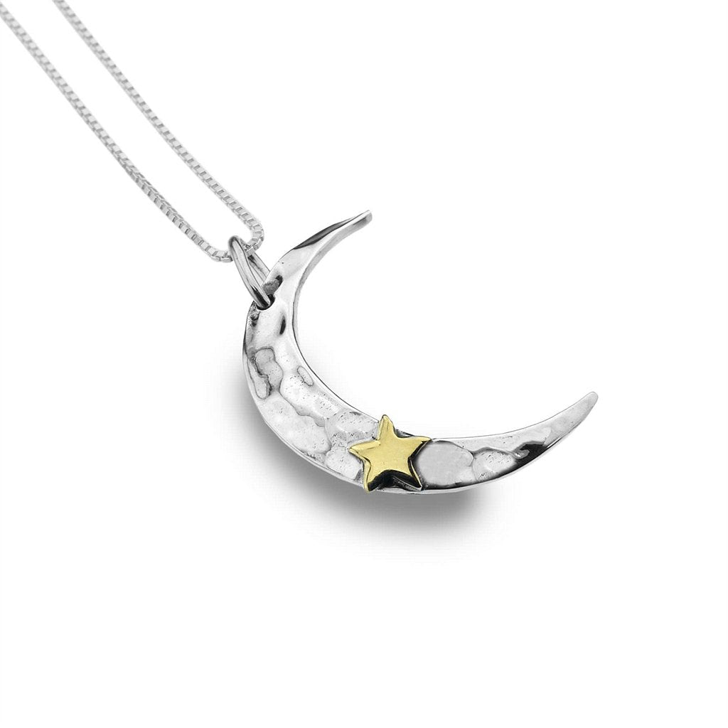 Moon & Star Sterling Silver Necklace - Cotswold Jewellery