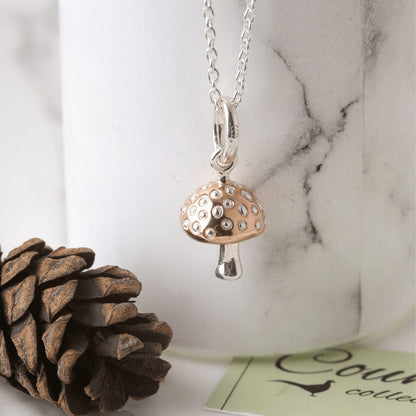 Mushroom Recycled Sterling Silver Charm - Cotswold Jewellery