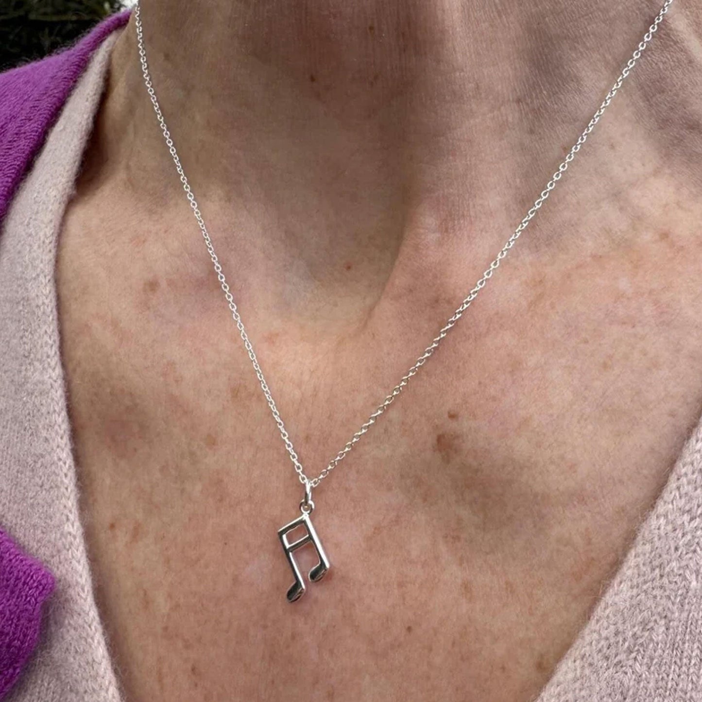 Musical Notes Recycled Sterling Silver Necklace - Cotswold Jewellery