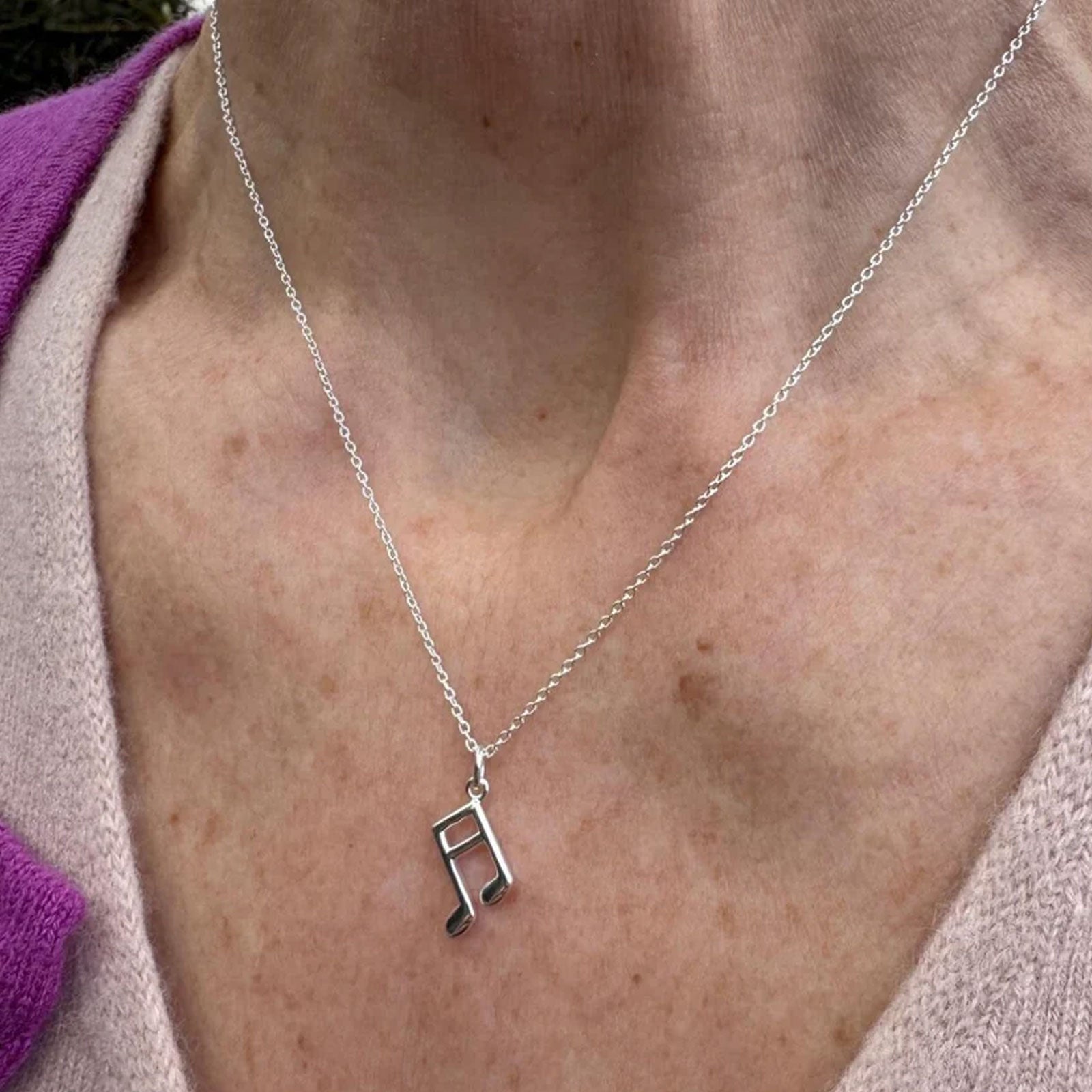 Musical Notes Recycled Sterling Silver Necklace - Cotswold Jewellery