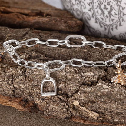 Opening Link Charm Recycled Sterling Silver Bracelet - Cotswold Jewellery